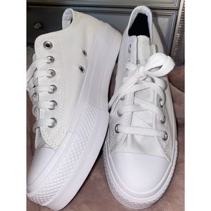 Custom Converse Platform All Star Low Top Sneakers Size 8 All White